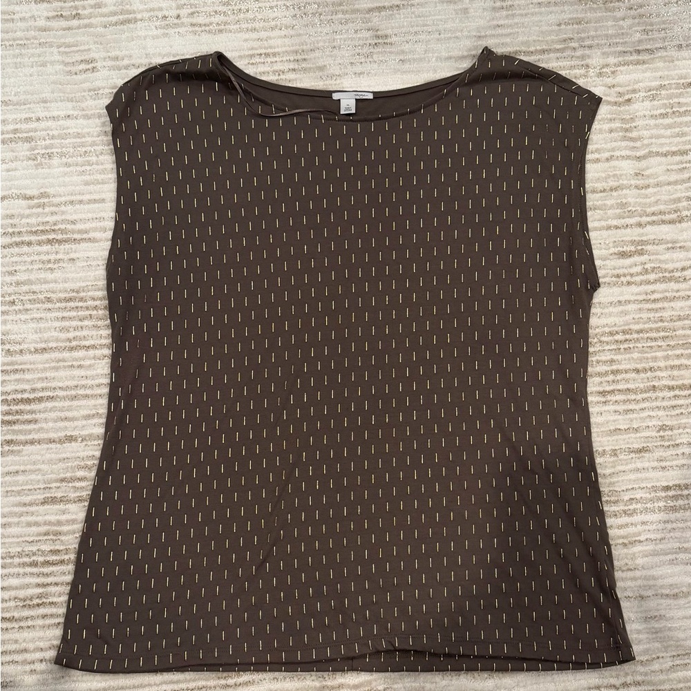 Halogen Brown Tank Top with Pattern